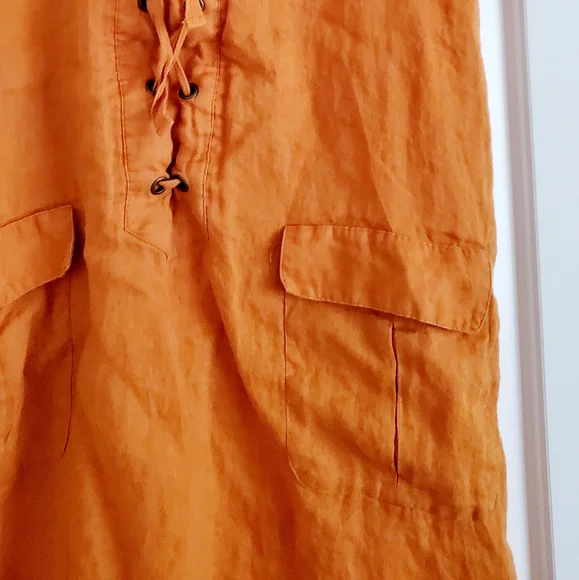 Anthropologie Maeve orange rust collared linen dress - Picture 5 of 7